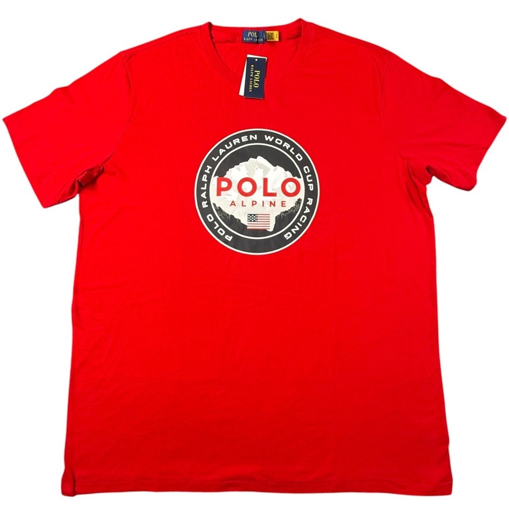 Polo Ralph Lauren T-Shirt Mens 2XLT Red New Alpine World Cup Racing Graphic